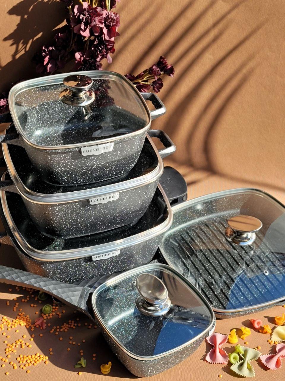 Набір казанів Edenberg із мармуровим покриттям 10 пр. (EB-12912) - фото 4 Набір казанів Edenberg із мармуровим покриттям 10 пр. (EB-12912) - фото 4