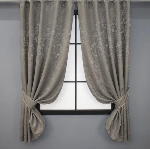 Комплект штор Pavliani лен мрамор 1,5х2,7 м 2 шт. Серо-коричневый (1176ш)