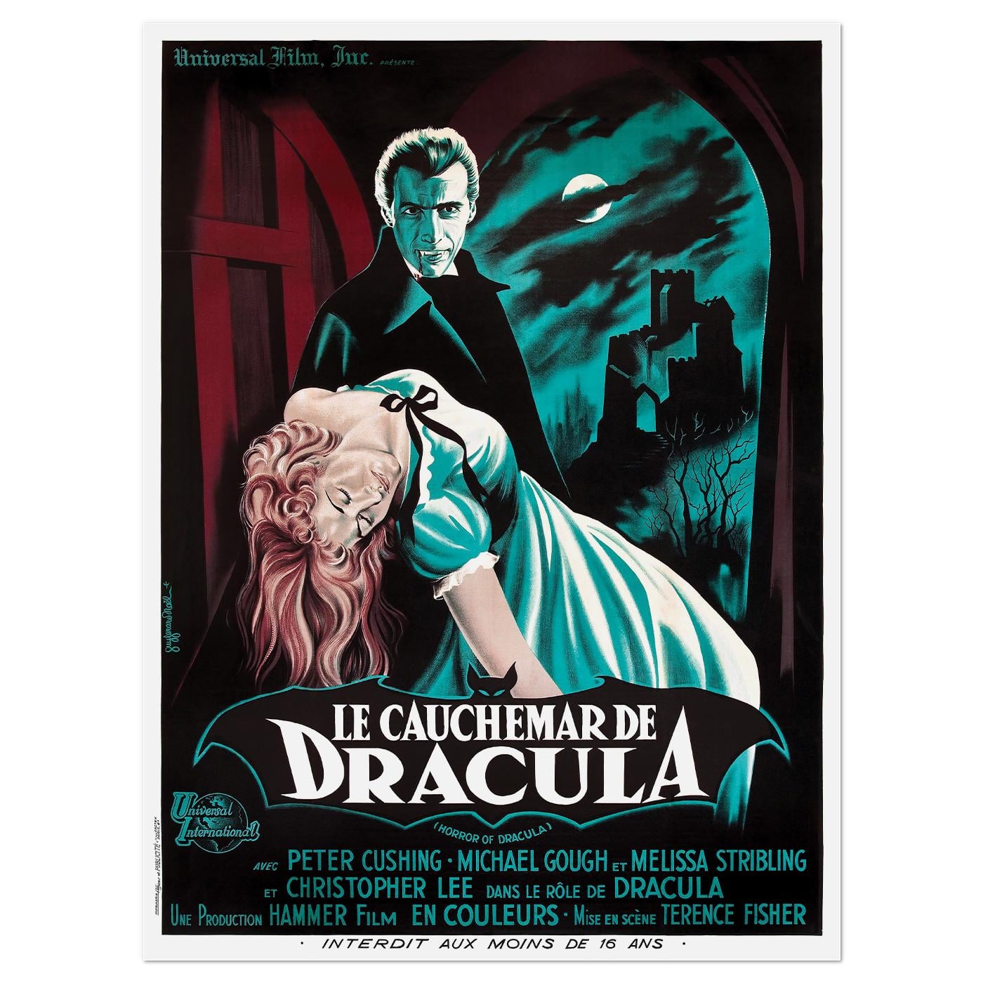 Плакат винтажный Le Cauchemar de Dracula 1958 64x86 см (0219)