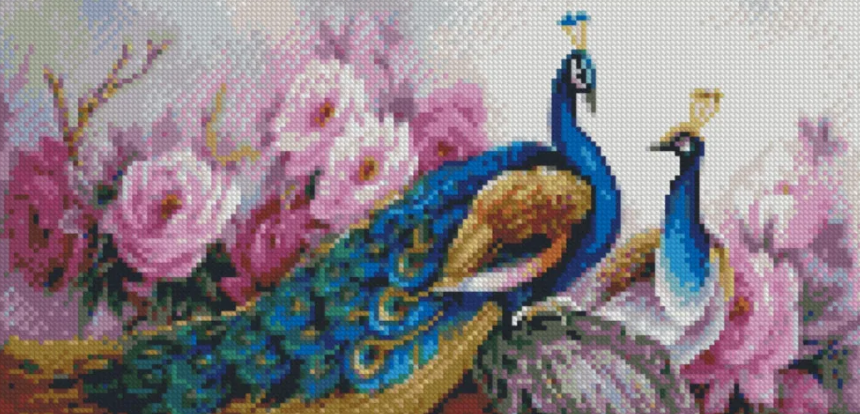 Алмазная мозаика Strateg Павича в цветах 50х25 см (BA-0007)