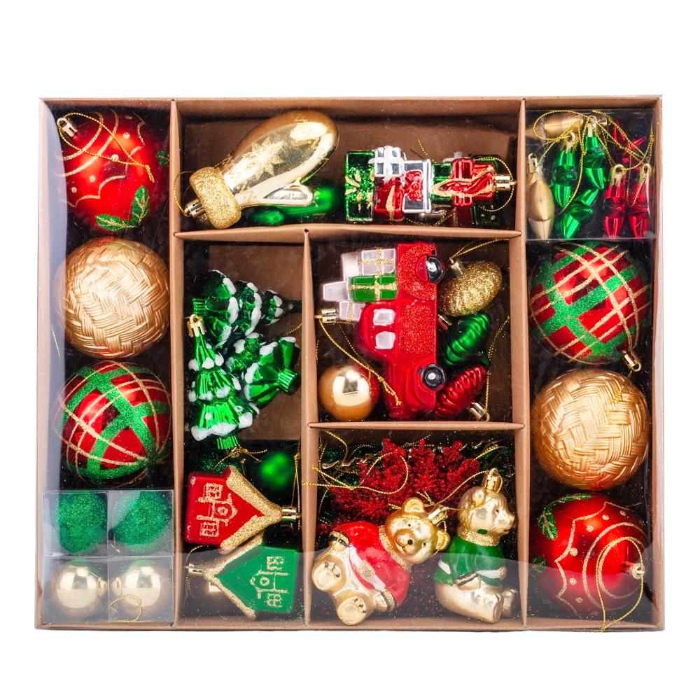 Набор елочных игрушек для декора Сказочное путешествие 70 шт. из пластика в коробке Красно-зеленый (147-81-9125-031) - фото 1 Набор елочных игрушек для декора Сказочное путешествие 70 шт. из пластика в коробке Красно-зеленый (147-81-9125-031) - фото 1