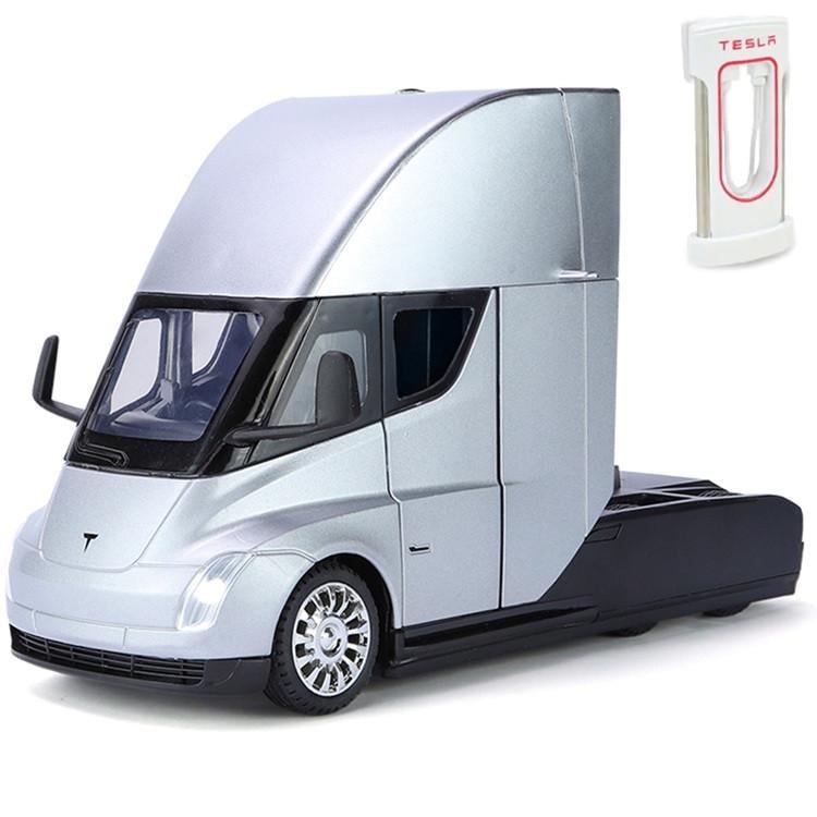 Игрушечная техника металлическая Автопром Tesla Semi Truck Грузовик 1:24 инерционный со светом и звуком Белый (30465196)