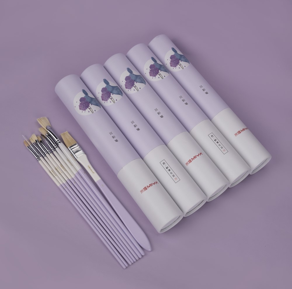 Художественные кисти MIYA ANIMALS Набор 9 шт. из натуральной щетины Сиреневая коробка