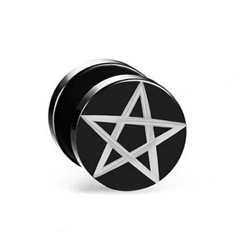 Сережки-штанги чоловічі пентаграма 1 шт. Чорний (2139761896)
