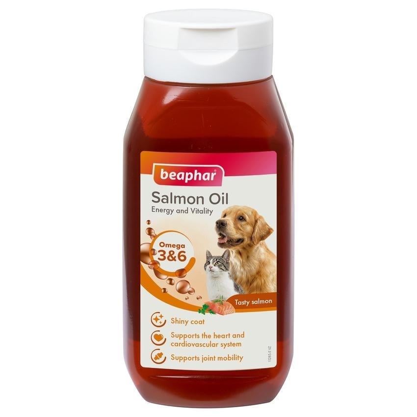 Лососевое масло Beaphar Salmon Oil, 430 мл — для кожи и шерсти собак и кошек