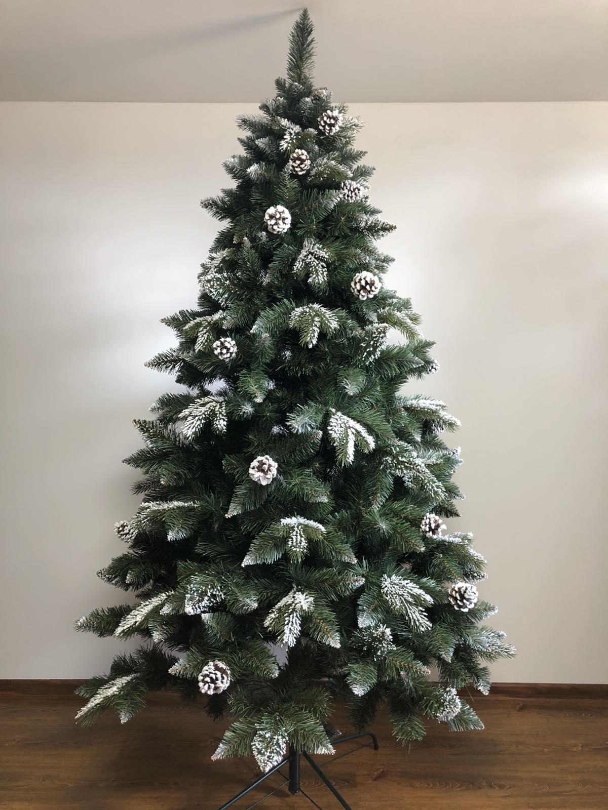 Комбинированная литая елка Winters Tale 2.2 м Шишка с искусственным снегом Зеленый (50303)