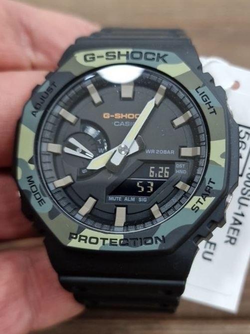 Наручные часы мужские Casio G-Shock GA-2100SU-1A ударопрочные с карбоновым корпусом/водозащитой 200 м/подсветкой Черный (3048976946)