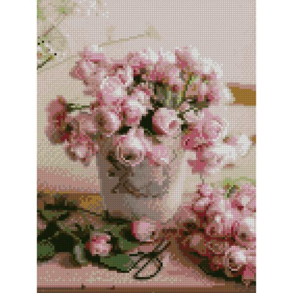 Алмазная мозаика Strateg Цветы Ваза с розами 30х40 см на подрамнике (HX151-mt)