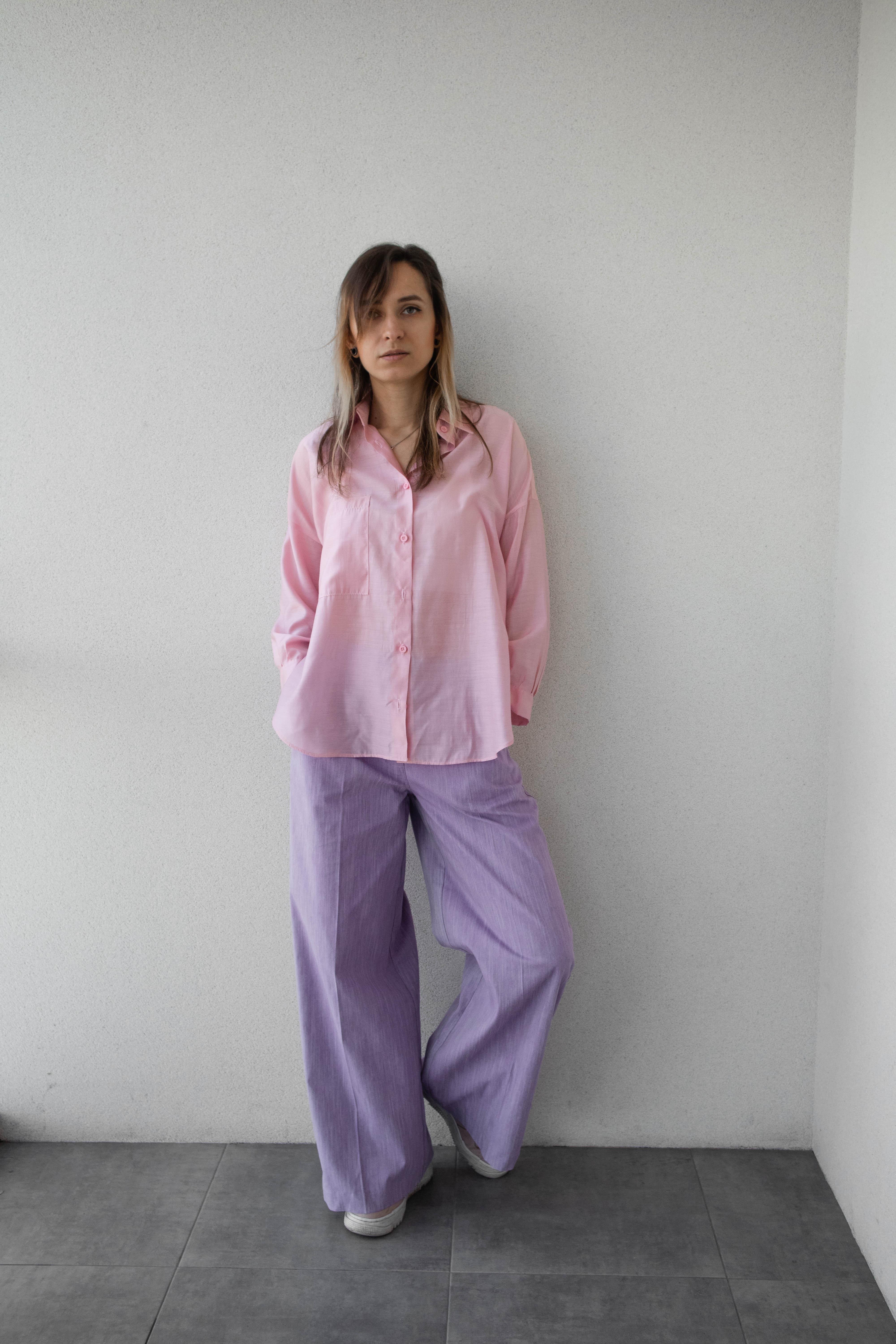 Штани палаццо жіночі VSlatinina джинсові L Фіолетовий (012345678946)