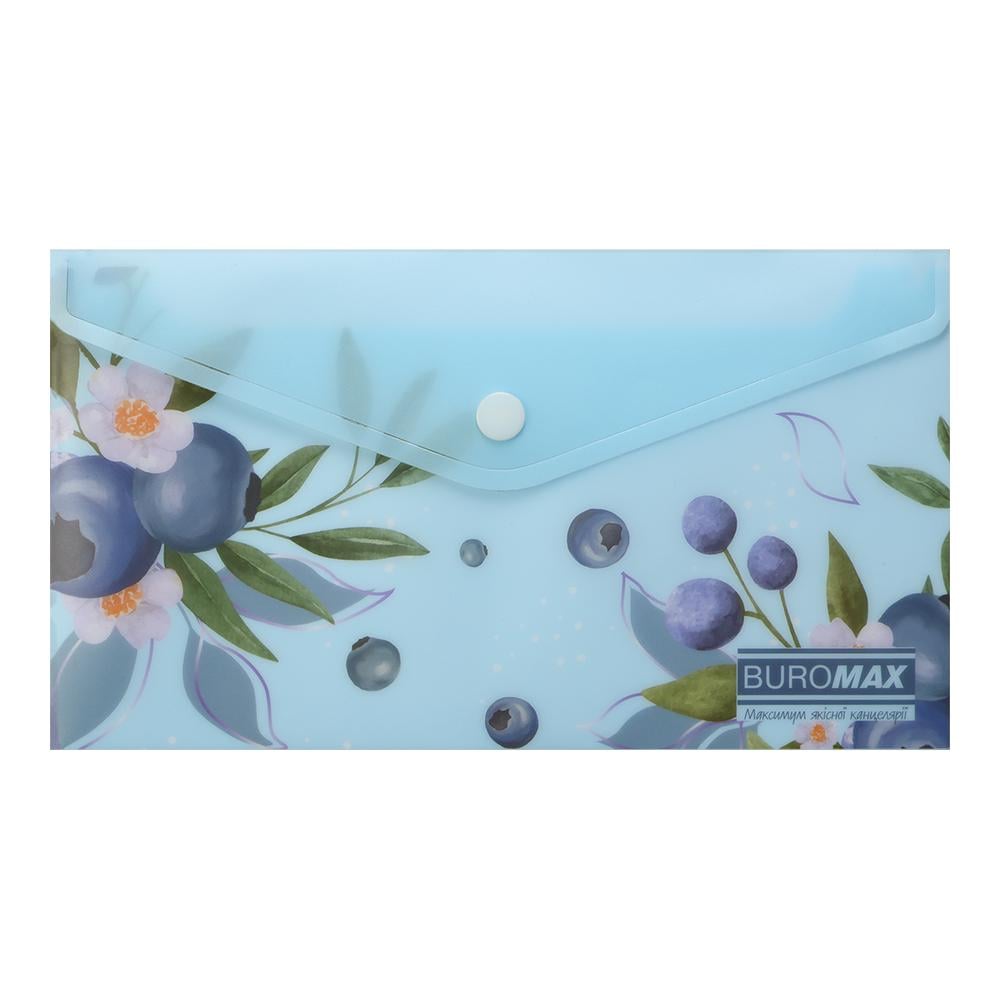 Папка-конверт Buromax Blueberry Arabeski на кнопке DL полипропилен Синий (BM.3952-17)