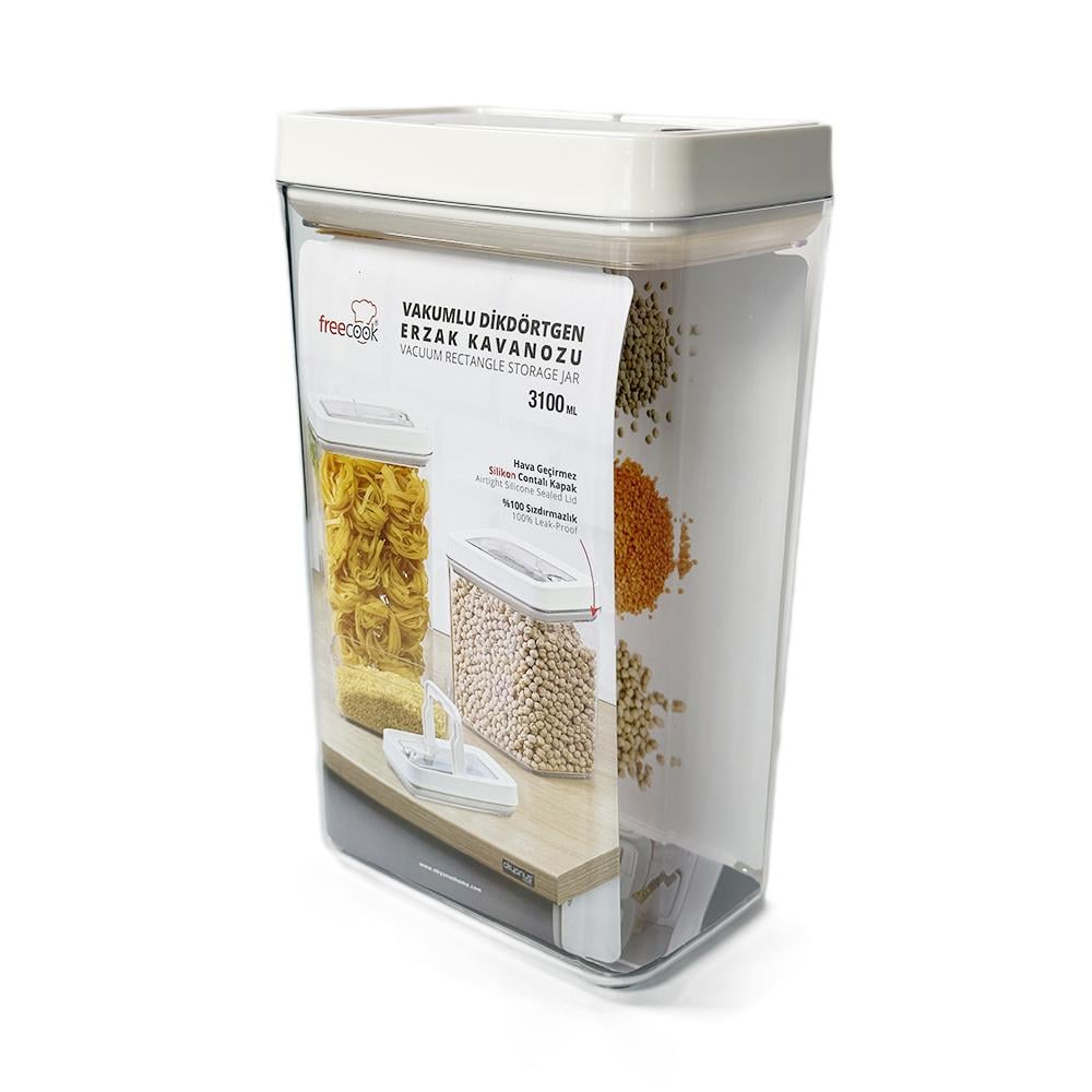 Контейнер Okyanus для сипучих продуктів вакуумний прямокутний пластик 3,1 л Контейнер Okyanus для сипучих продуктів вакуумний прямокутний пластик 3,1 л