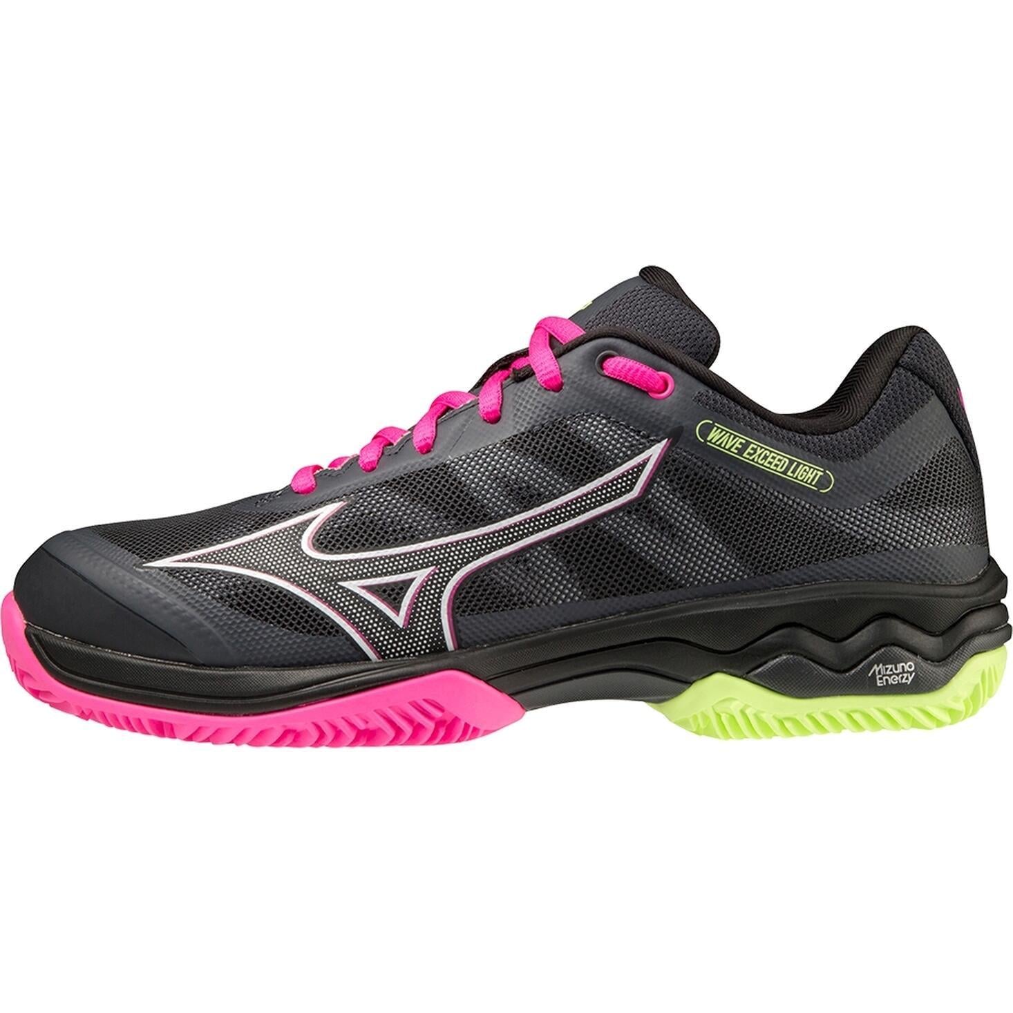 Кроссовки теннисные женские Mizuno WAVE EXCEED LIGHT PADEL р. EU-40,5 Черно-розово-лаймовый (61GB2223-07)
