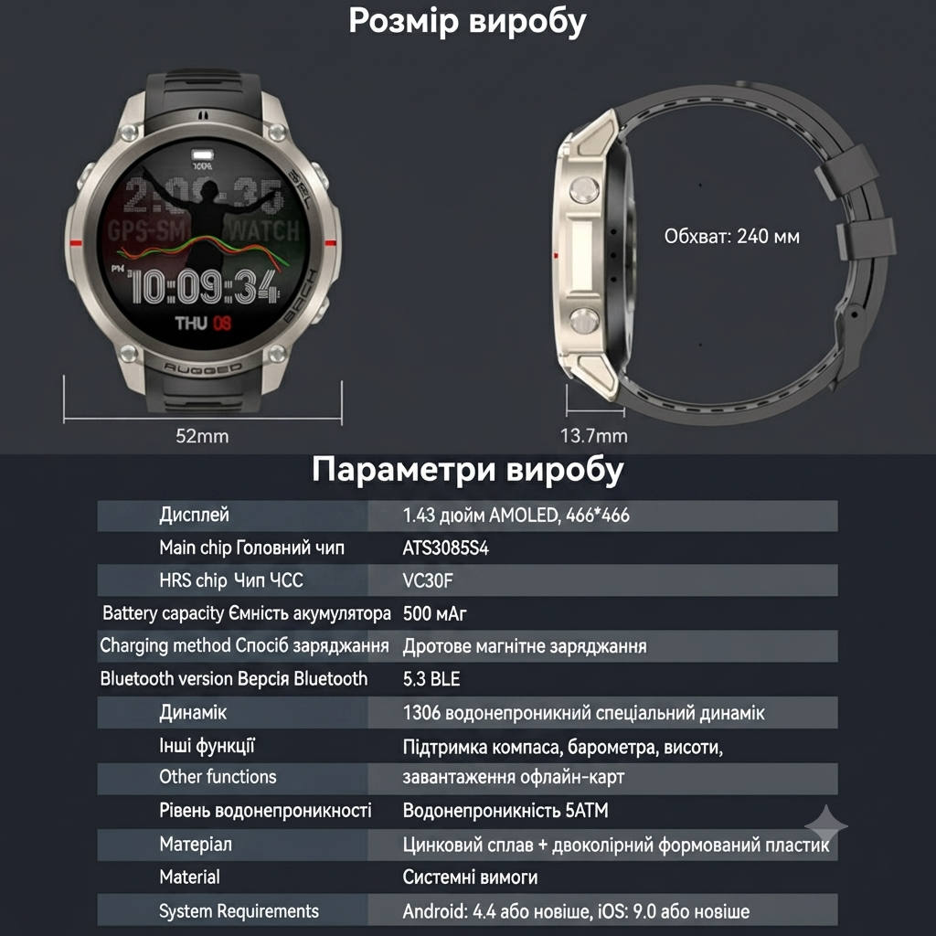 Смарт-часы тактические Glory Tank X59 ULTRA Black — фото 13