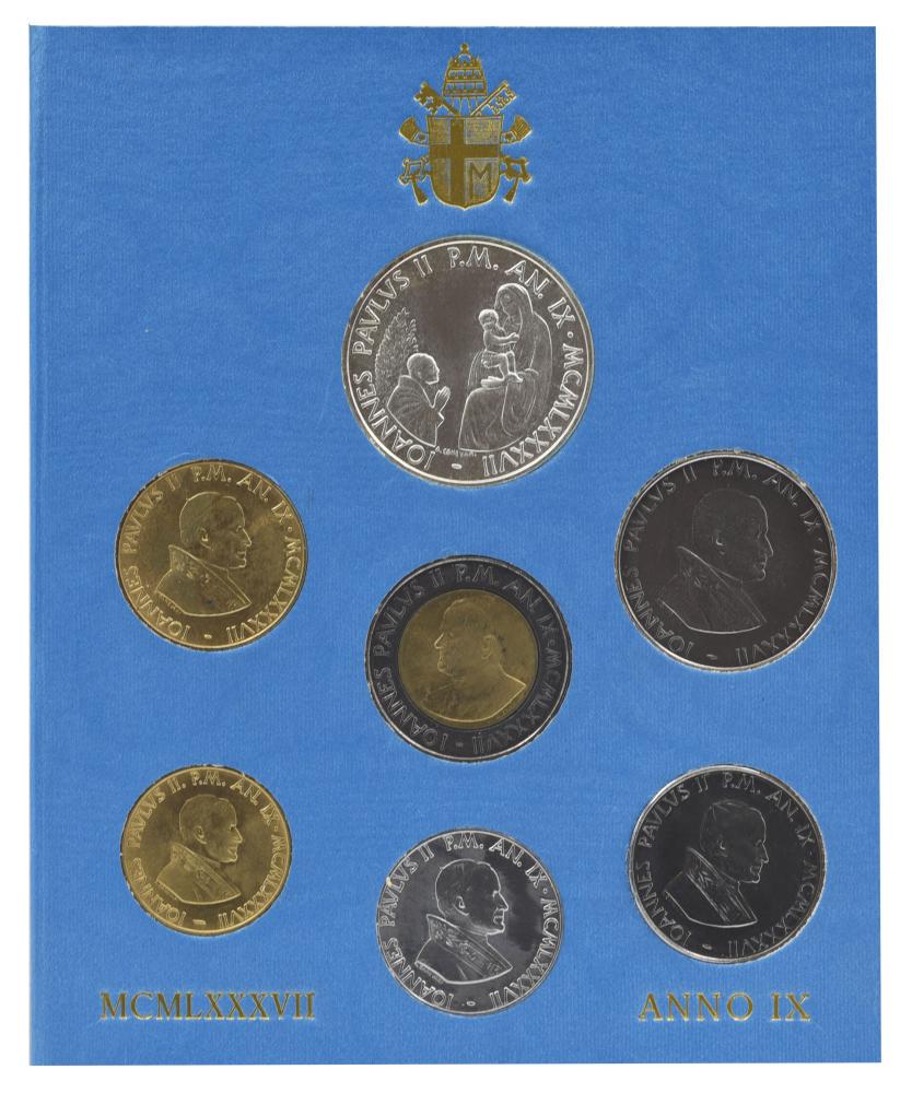 Колекційні монети Ватикан 7 шт. 1987 AU-UNC Папа Римський-Іван Павло II/9-й рік правління (М22367)