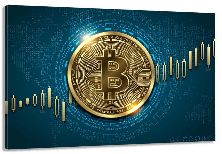 Картина на холсте в гостиную/спальню Биткоин 80х120 см (MLP_186)