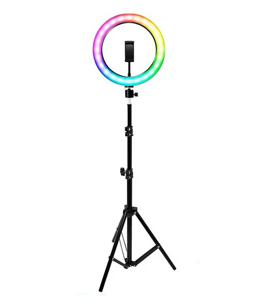 Лампа кольцевая LED со штативом RGB с регулировкой яркости и 3 режимами интенсивности 20W 6000-6500K 2,1 м d 36 см
