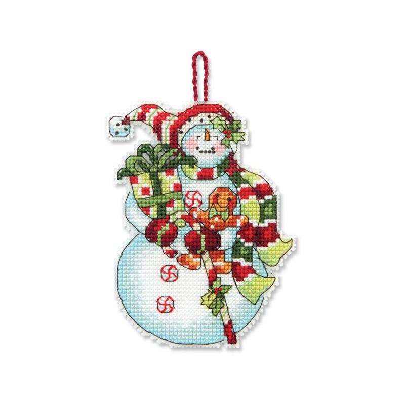 Набір для вишивки хрестиком Dimensions 70-08915 Snowman with Sweets Ornament (6019)