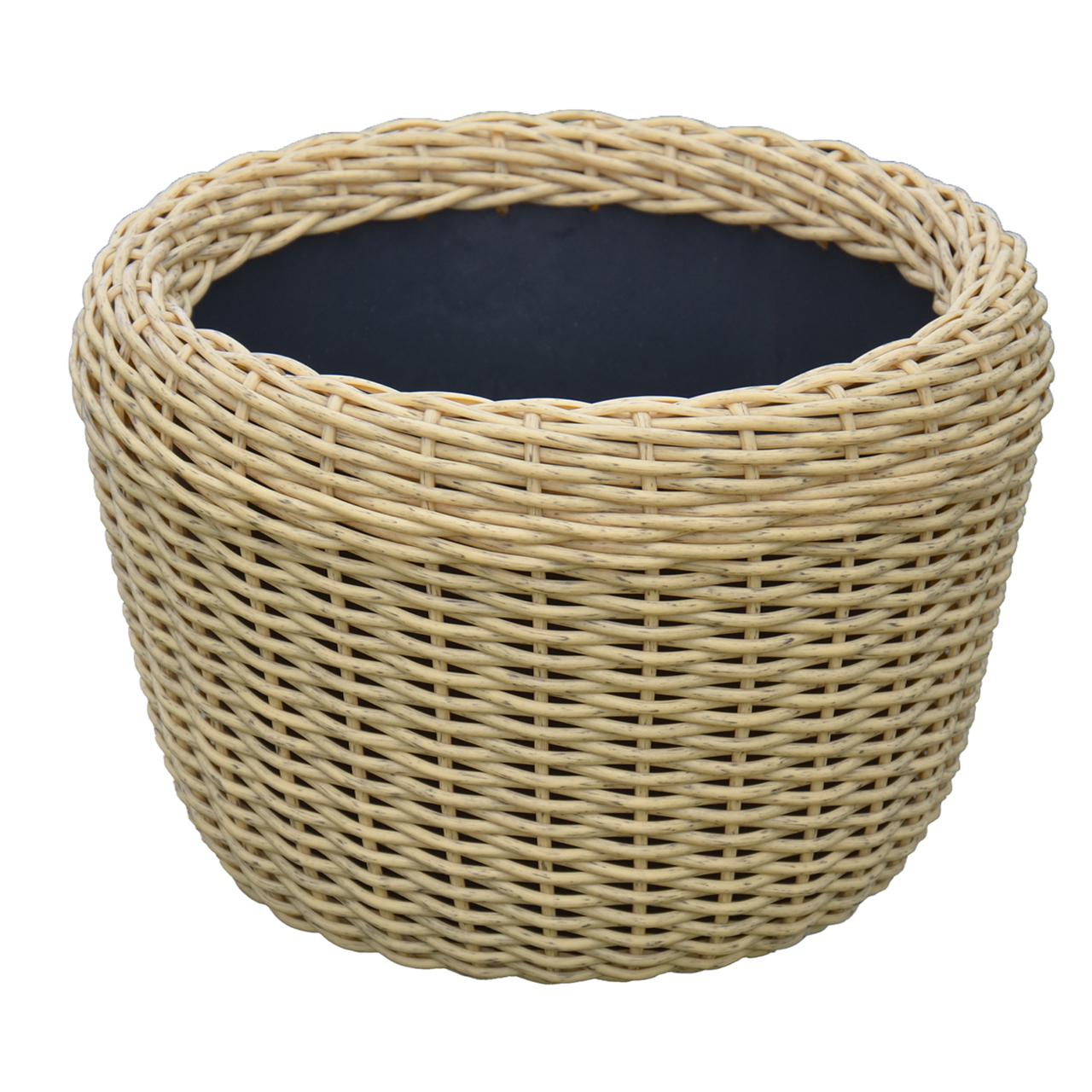 Кашпо велике для рослин та квітів з штучного ротангу/ручної роботи 45 л Світле дерево (12343574) - фото 1