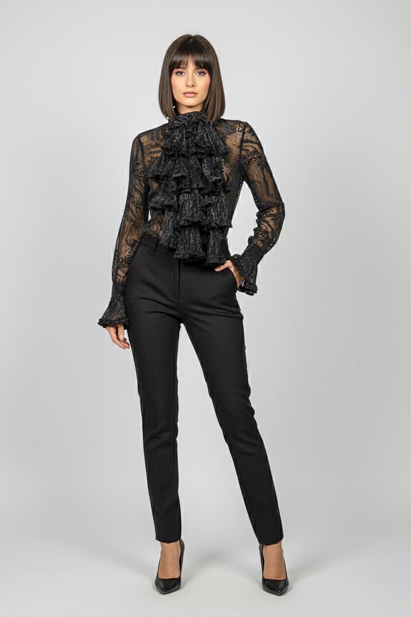 Блуза жіноча з органзи з шарфом Forza Viva LW-116679-3 р. 44 Чорний (17852240) - фото 3 Блуза жіноча з органзи з шарфом Forza Viva LW-116679-3 р. 44 Чорний (17852240) - фото 3