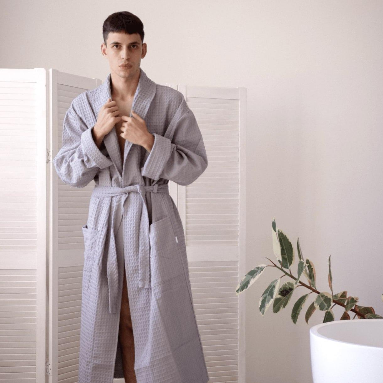 Халат мужской M Серый (Д-lel-mal-vafel25-001)