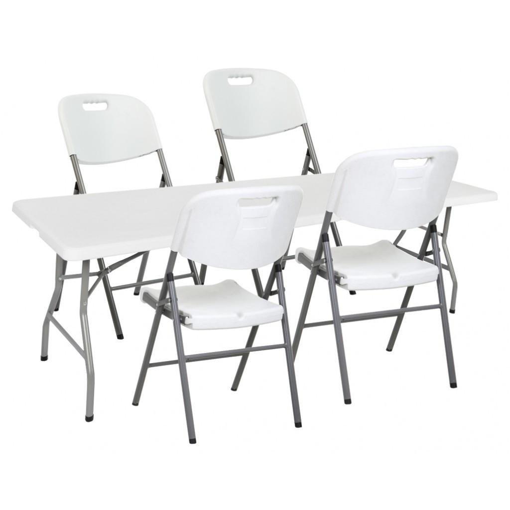 Стол для пикника Bonro NZ складной туристический 240 см и 4 складных стула Bonro Y53 Белый (1871817675)