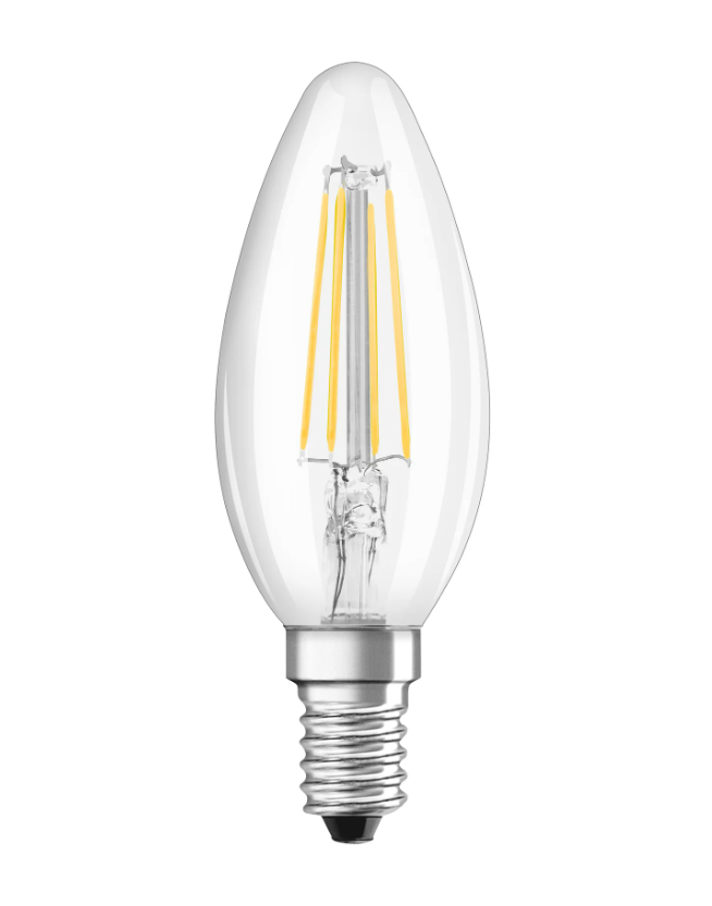 Лампа філаментна Osram LED RETROFIT CLASSIC B свічка 5,5W 220V 806lm 2700К E14 35х100 мм (4058075434981)