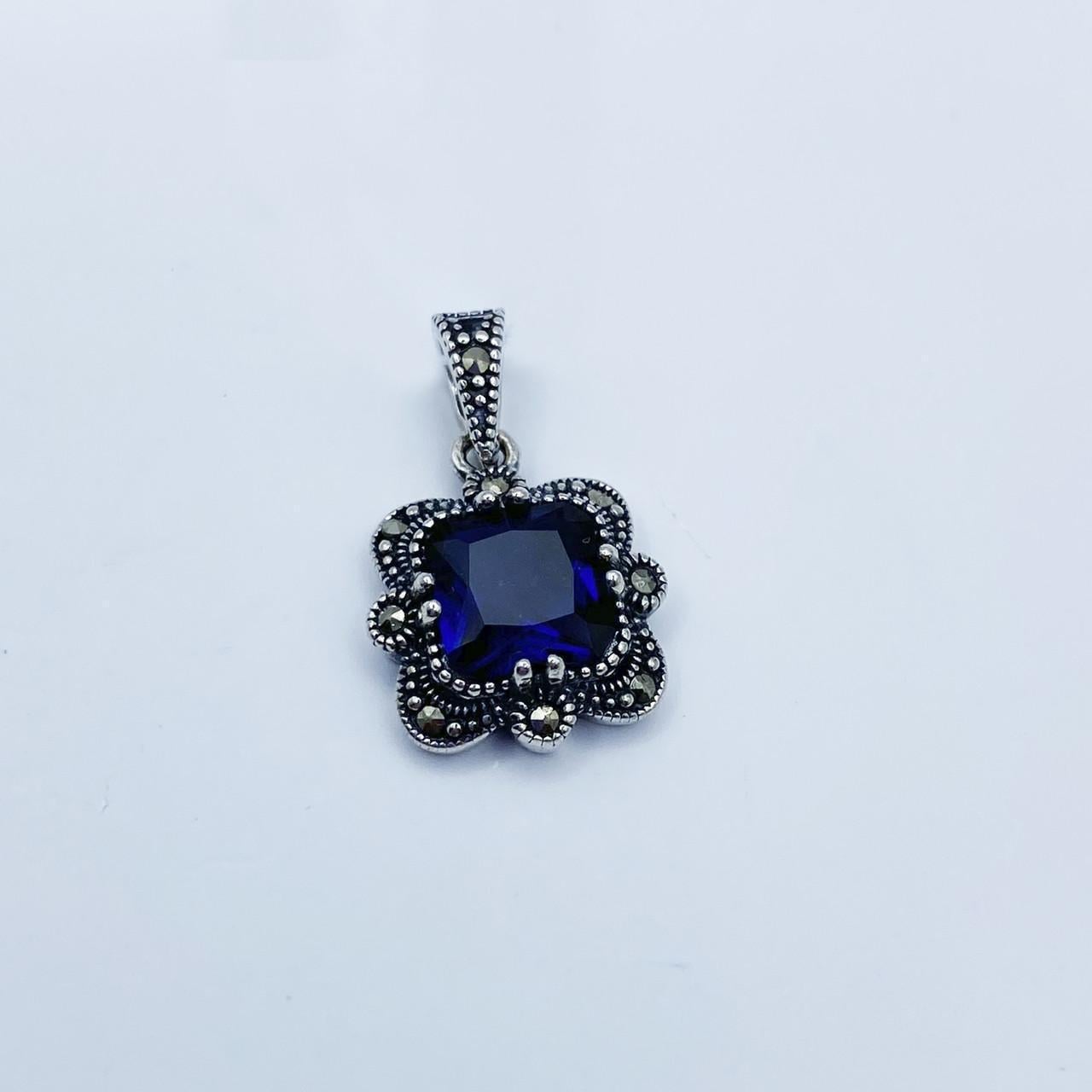 Серебряный кулон с сапфиром и марказитом 2,54 г (2226456919)