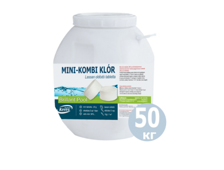 Таблетки для бассейна Kerex MINI Комби хлор для очистки от слизи 3в1 50 кг (132-9-80007)