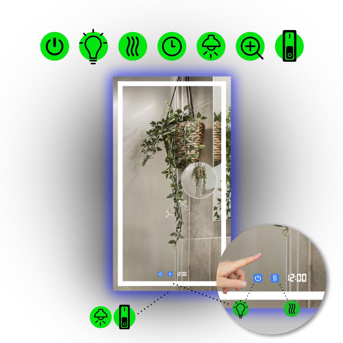 Зеркало с LED подсветкой Karnet с двумя сенсорами/часами и механическим включателем 60x80 см (Karnet/600x800/5191-25/26/1) Зеркало с LED подсветкой Karnet с двумя сенсорами/часами и механическим включателем 60x80 см (Karnet/600x800/5191-25/26/1)