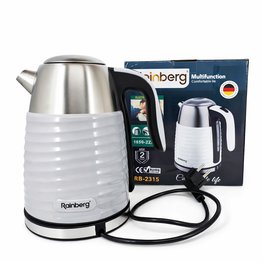 Електрочайник дисковий Rainberg RB-2315 нержавіюча сталь/автовимкнення 1,8 л 2200 Вт Сірий (33162413)