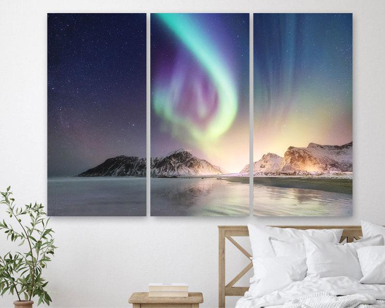 Модульная картина KIL Art Полярное сияние на холсте из трех частей 156x100 см (M3_XL_644) Модульная картина KIL Art Полярное сияние на холсте из трех частей 156x100 см (M3_XL_644)