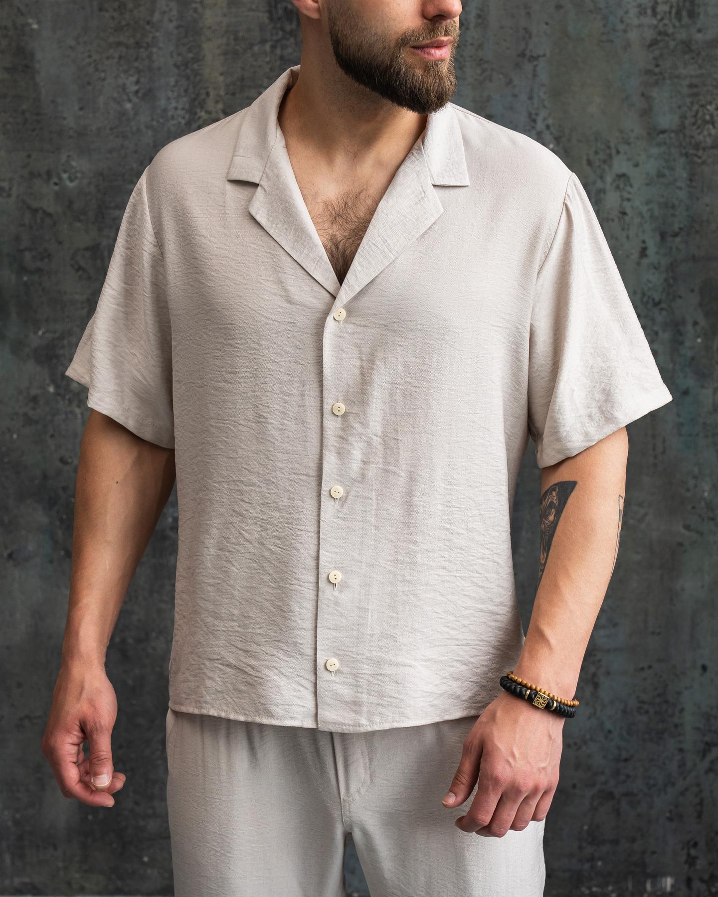 Рубашка мужская классическая Aero льняная 3XL Бежевый (26376/2/6)