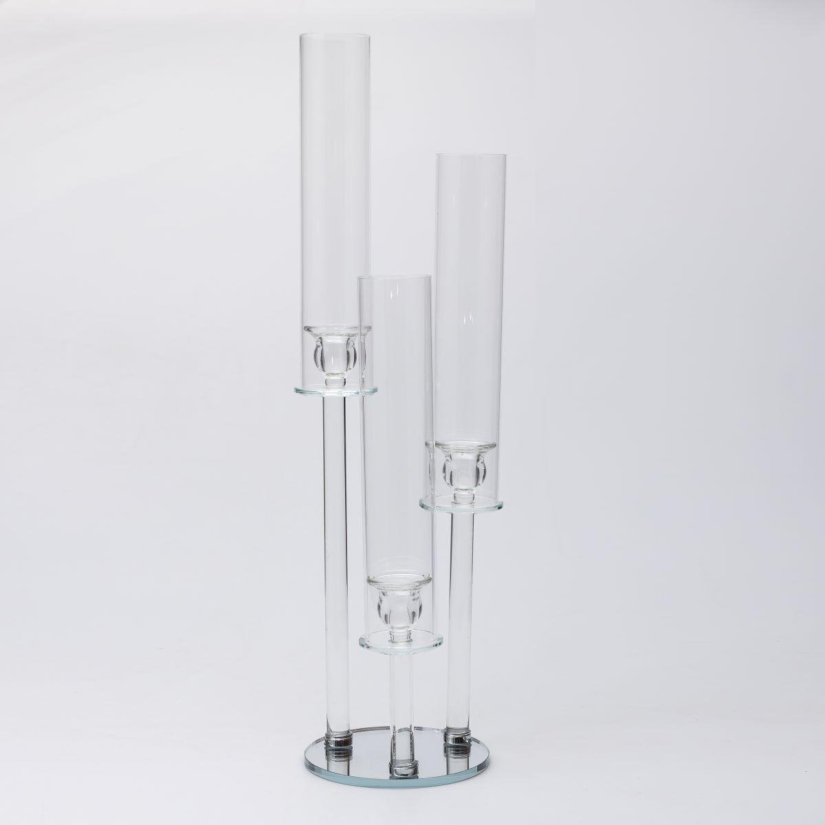 Подсвечник стеклянный на высокой ножке бокал декоративный 72,5 см Ø 16 см Прозрачный (6946)