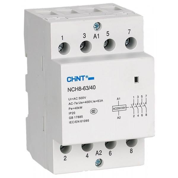 Контактор модульний CHINT NCH8-63/40 4P 63A 4NO 230V - фото 1 Контактор модульний CHINT NCH8-63/40 4P 63A 4NO 230V - фото 1