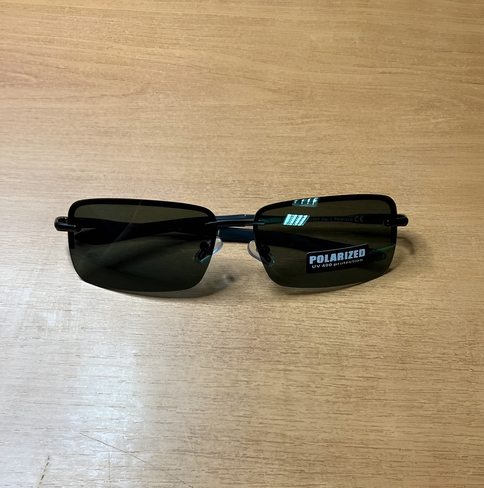 Сонцезахисні окуляри чоловічі Polaroid поляризаційні антиблікові квадратні Чорний матовий/Сіро-зелений (9e1f34a0) - фото 3