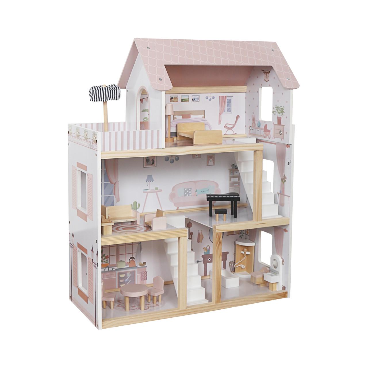 Кукольный домик деревянный AVKO Вилла Толедо с мебелью Pink (44444413) - фото 2