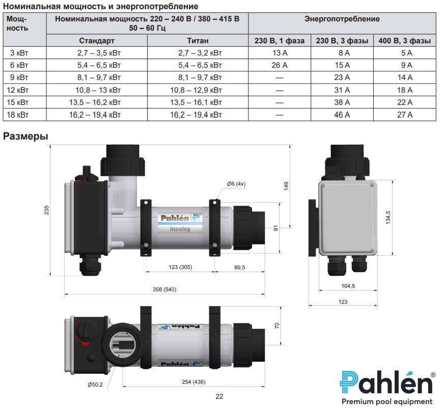 Электронагреватель для бассейна Pahlen Incoloy 6 кВт (3488) - фото 6