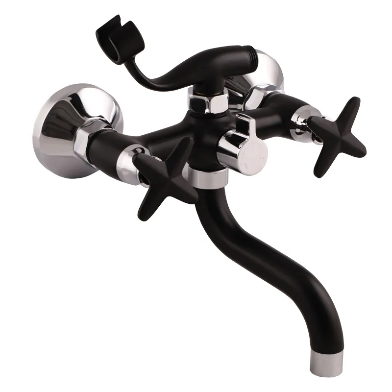 Смеситель для ванны Zerix Z30322-6 из силумина Черный (ZX0502)