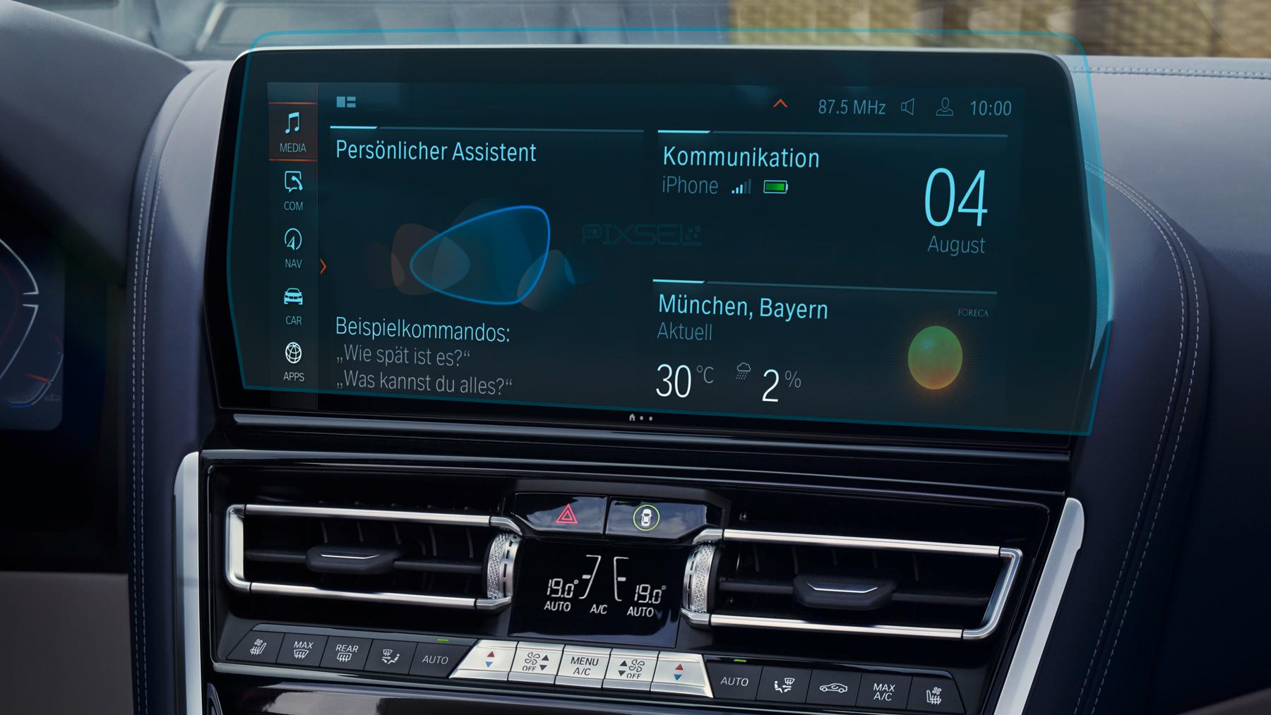 Защитное стекло Pixsel гибридное матовое на монитор BMW 8/M8 14,7" 2018 G14/G15/G16/F91/F92/F93