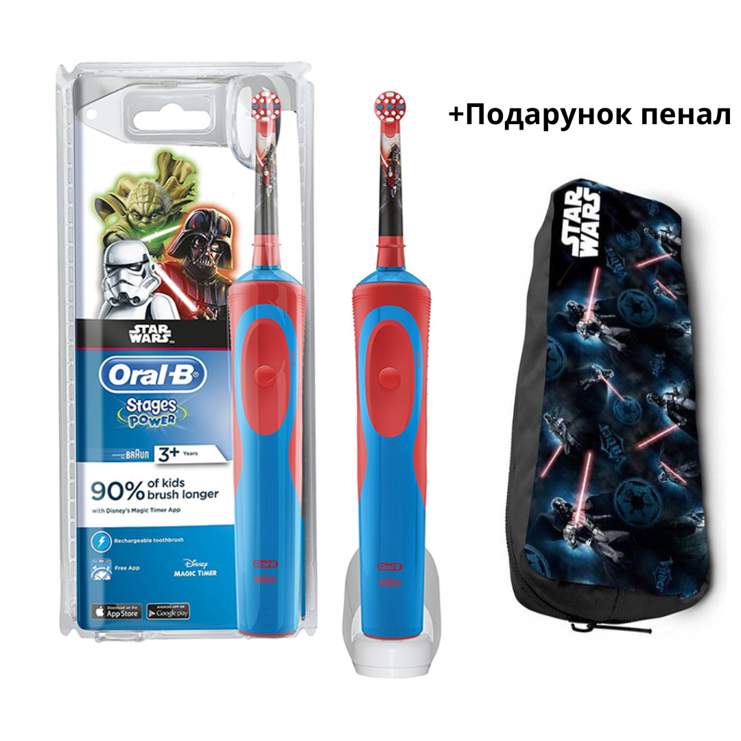 Зубна щітка електрична дитяча ORAL-B Braun D100 Star Wars 3+ + пенал/наклейки (9837741) - фото 2