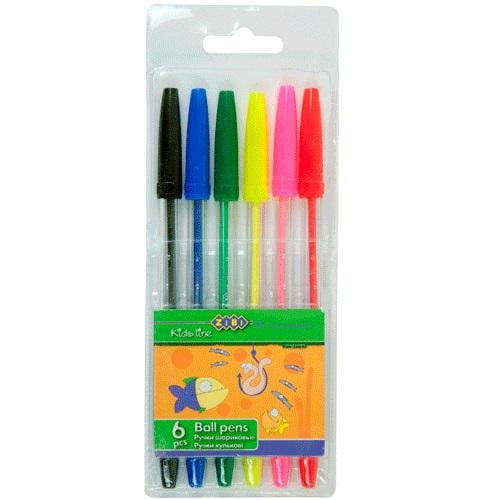 Набір кулькових ручок ZiBi 6 шт. Різнокольоровий (ZB.2011)