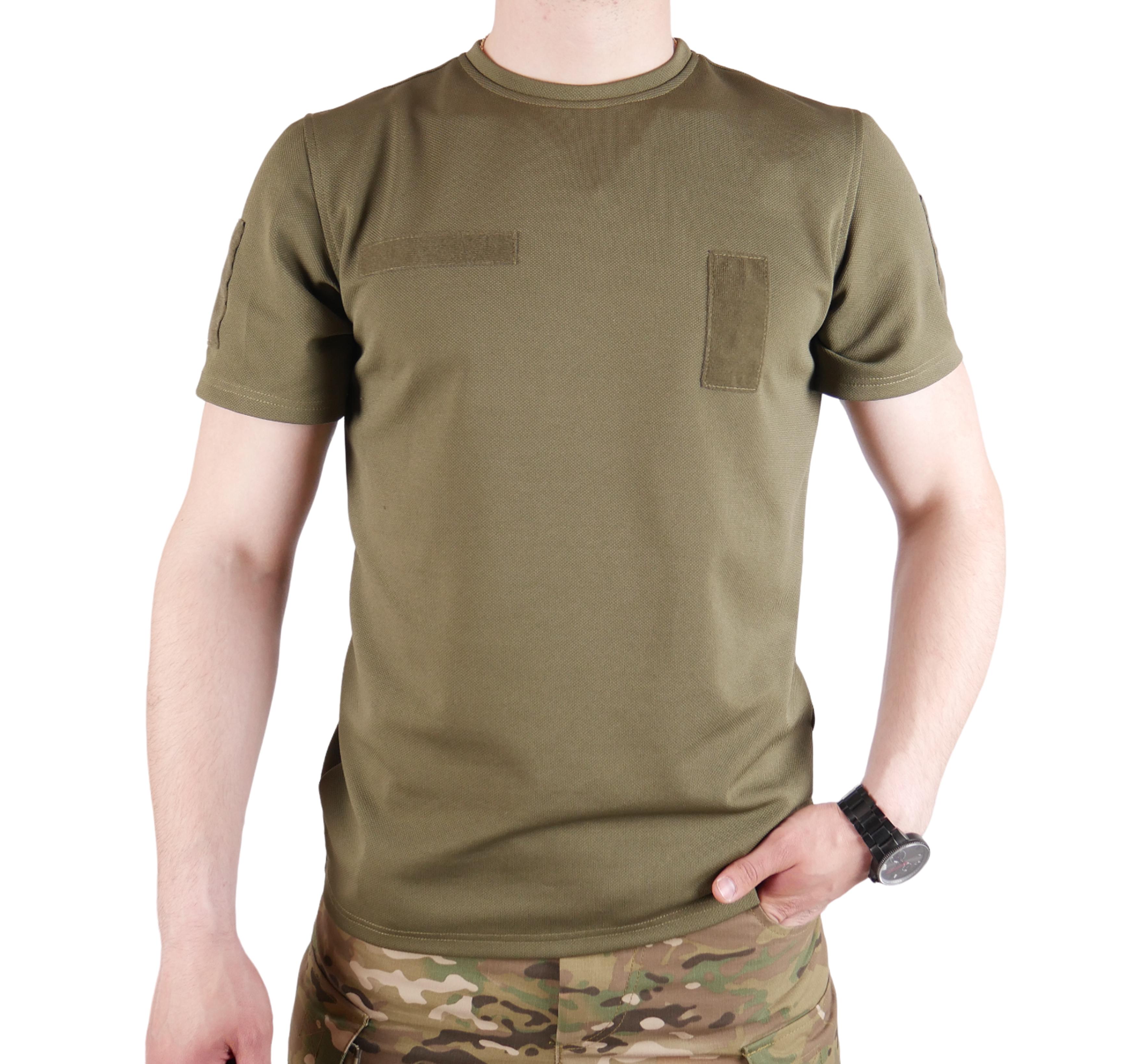 Футболка Kiborg Tactical Coolpass з велкро панелями для шевронів XL Хакі (10895386)