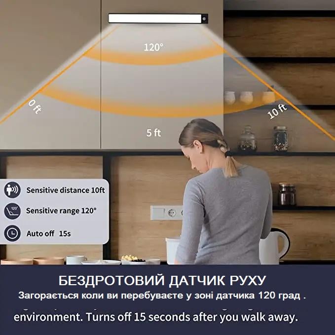 Светильник линейный светодиодный аккумуляторный HW40 на магните 5V 450 мАч 40 см (L1000) - фото 5