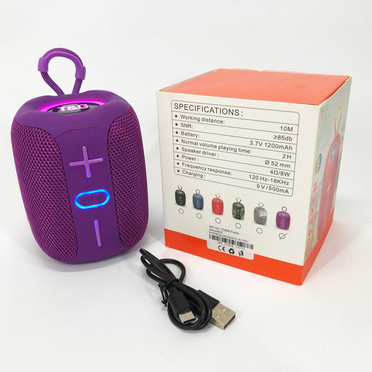 Колонка портативна з RGB підсвічуванням TG658 8W Фіолетовий - фото 4 Колонка портативна з RGB підсвічуванням TG658 8W Фіолетовий - фото 4