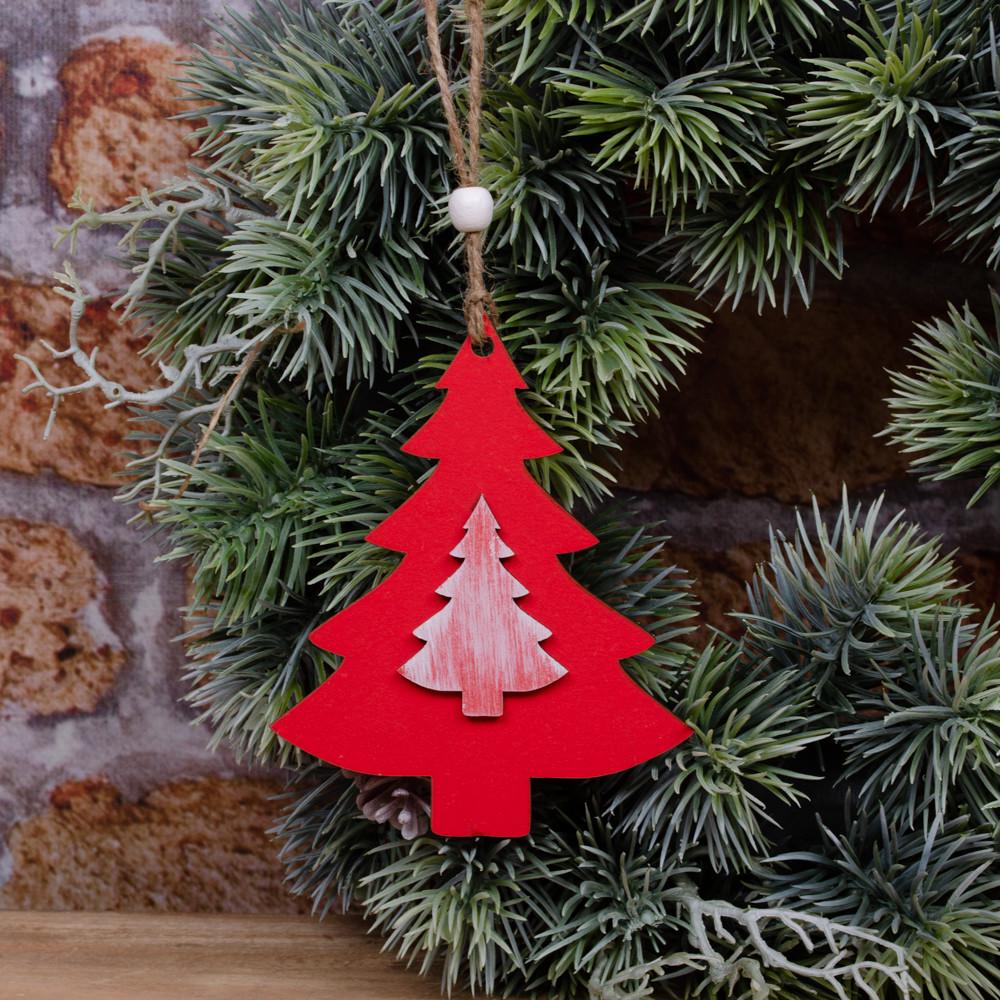 Подвеска деревянная Елка Красный (5169-1)