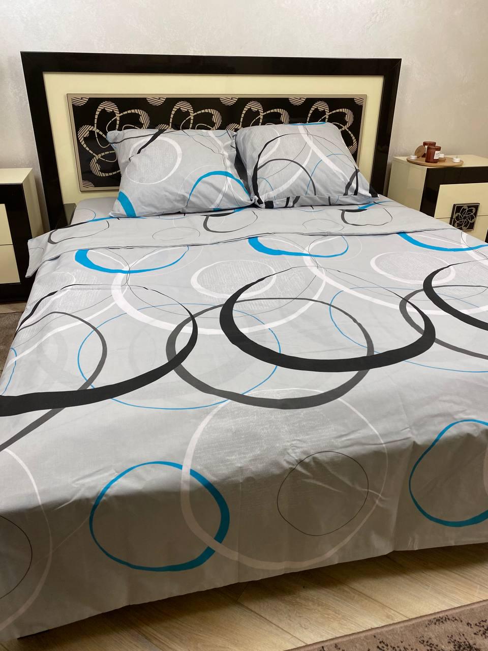 Комплект постільної білизни Візерунки 180x220 см двоспальний бавовняний 50х70 см Сірий