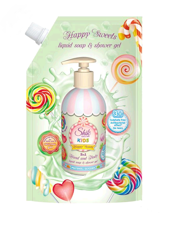 Мыло жидкое детское Shik kids Happy Sweets дой-пак 500 мл (2461647848)