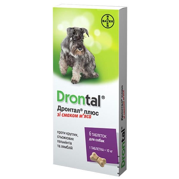 Пігулки Bayer Drontal Plus для собак упаковка з 6 табл. (1501)