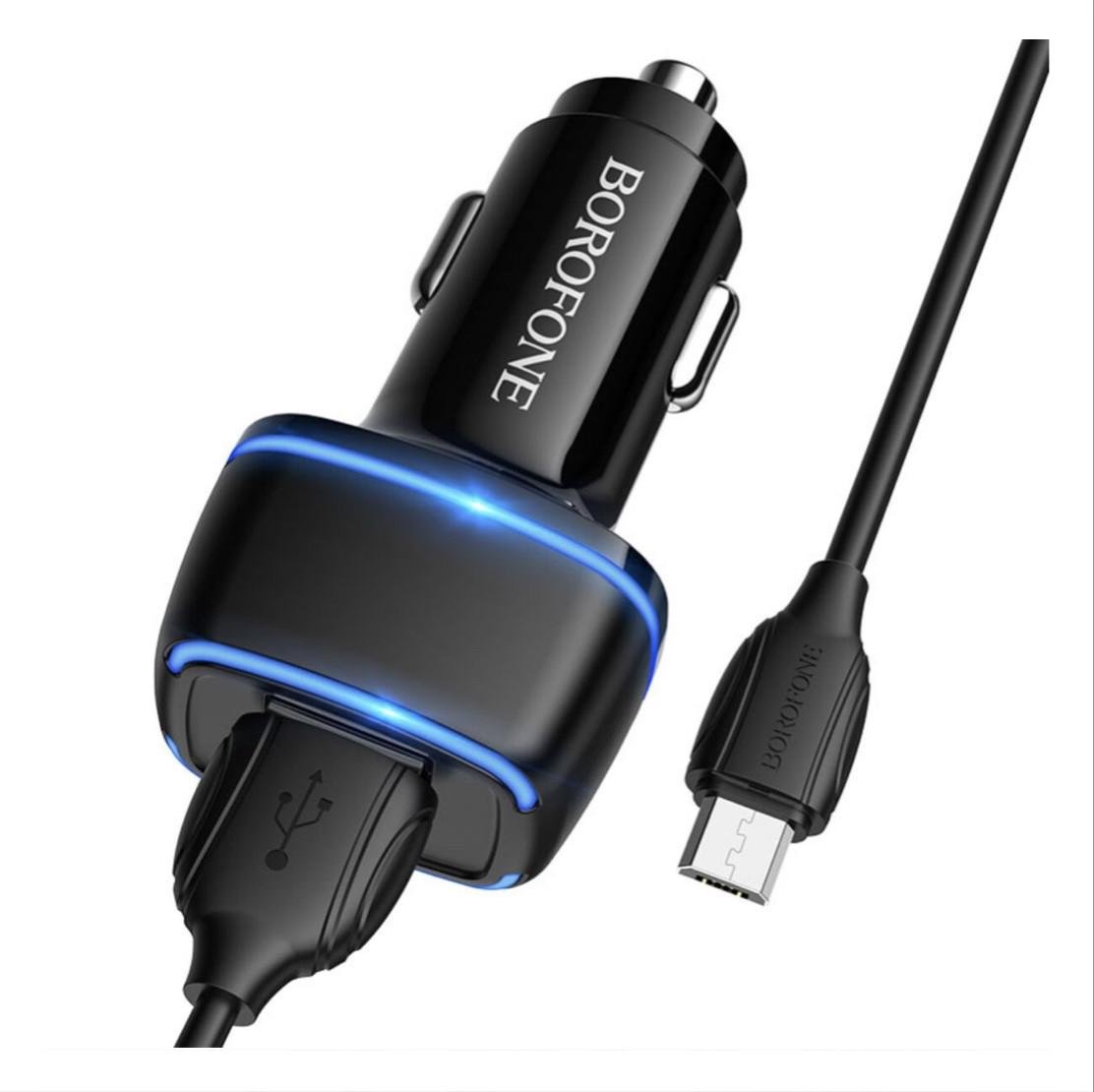 Зарядное устройство автомобильное Borofone BZ14 Max Dual Port MICRO usb Black