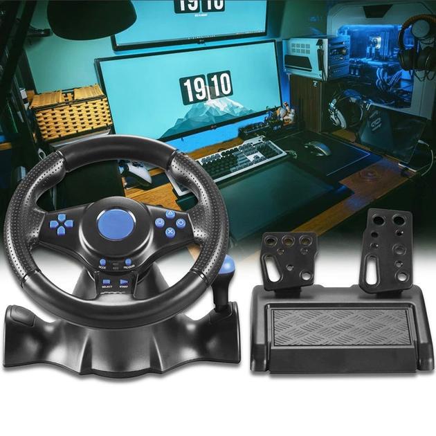 Игровой руль Vibration Steering Wheel 3в1 с педалями и коробкой передач (94095543) - фото 6